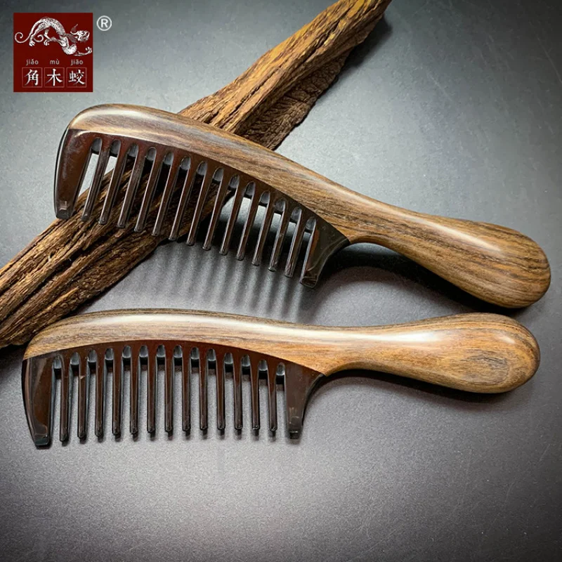 

Hornwood Comb, Precious Wood Comb, Ox Horn Comb, Round Head, Thickened Handle