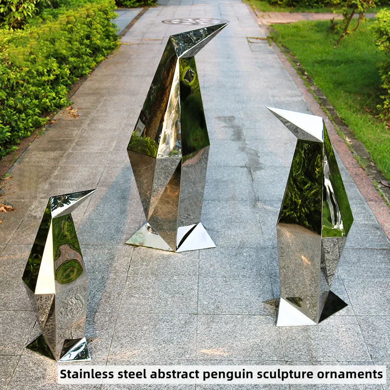 

Outdoor Stainless Steel Waterscape Sculpture, Park Landscape, Mirror, Penguin, Manufacturers, Made of Stainless Steel