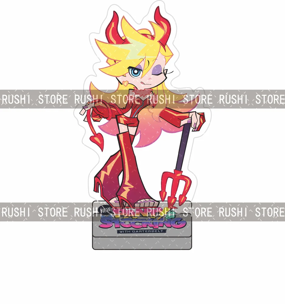 Panty & Stocking Anime 10cm Acrylic Stand Figure Keychain Cute Cartoon Character Tabletop Decor Collection Gift for Fans
