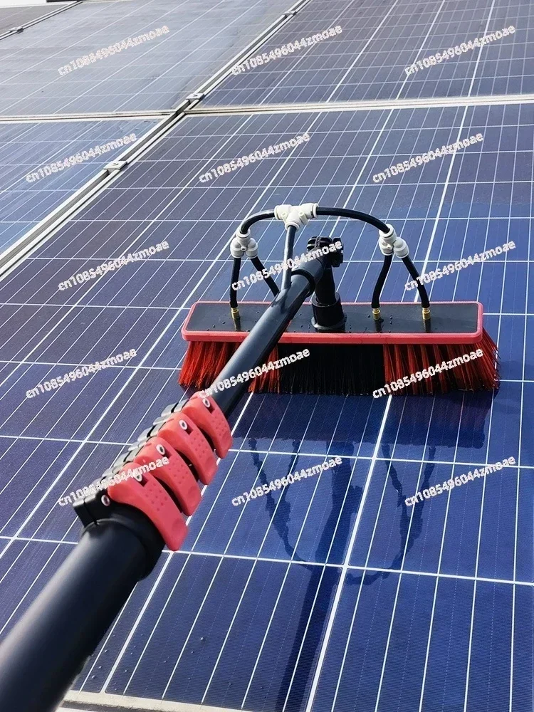 Window Cleaning Brush Telescopic Rod Photovoltaic Panel Cleaning Brush Water Spray Flow-through Brush