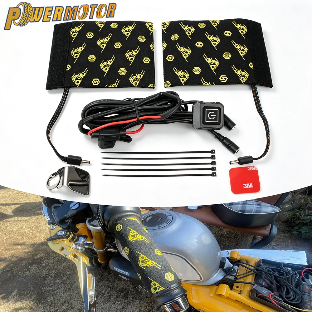 Motorrad 12V Beheizte Lenkergriffe 3-Gang Elektrische Beheizte Griffabdeckung Anti-Vibration Anti-Rutsch Heißer Lenker Motorradteile
