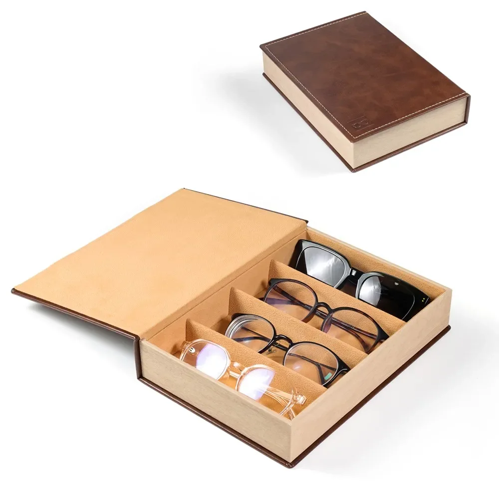 

1pc Brown PU Optical Frame Sunglasses Glasses Storage Case Eyeglasses Display Box Suitcase 2 Or 4 Slots For Options