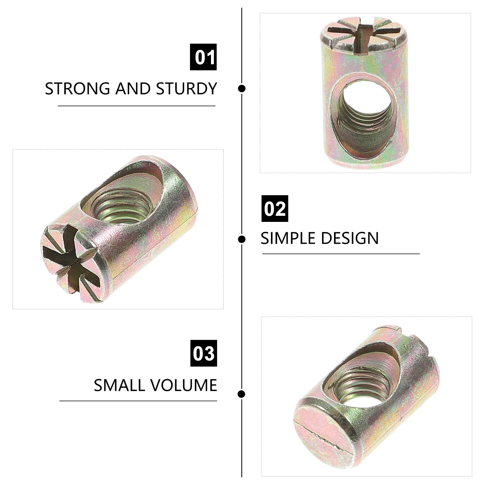 

20pcs Barrel M6X15Mm Slotted Zinc Alloy For Cross Furniture Nut Beds Furniture Crib Cross Dowels Hardware Fasteners