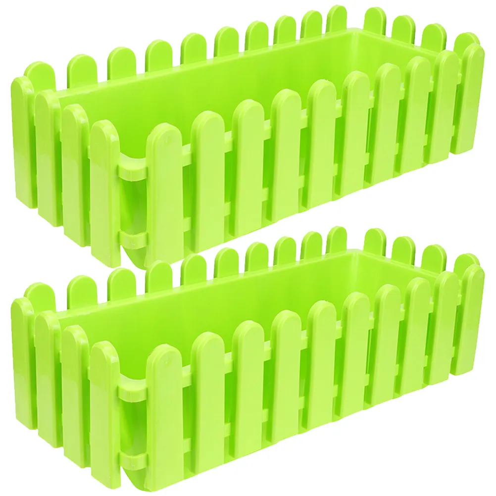 

2Pcs Flowerpot Fence Window Box Planter Plastic Rectangular Pot for Outdoor Succulent Bonsai Planting Decorative Large Garden