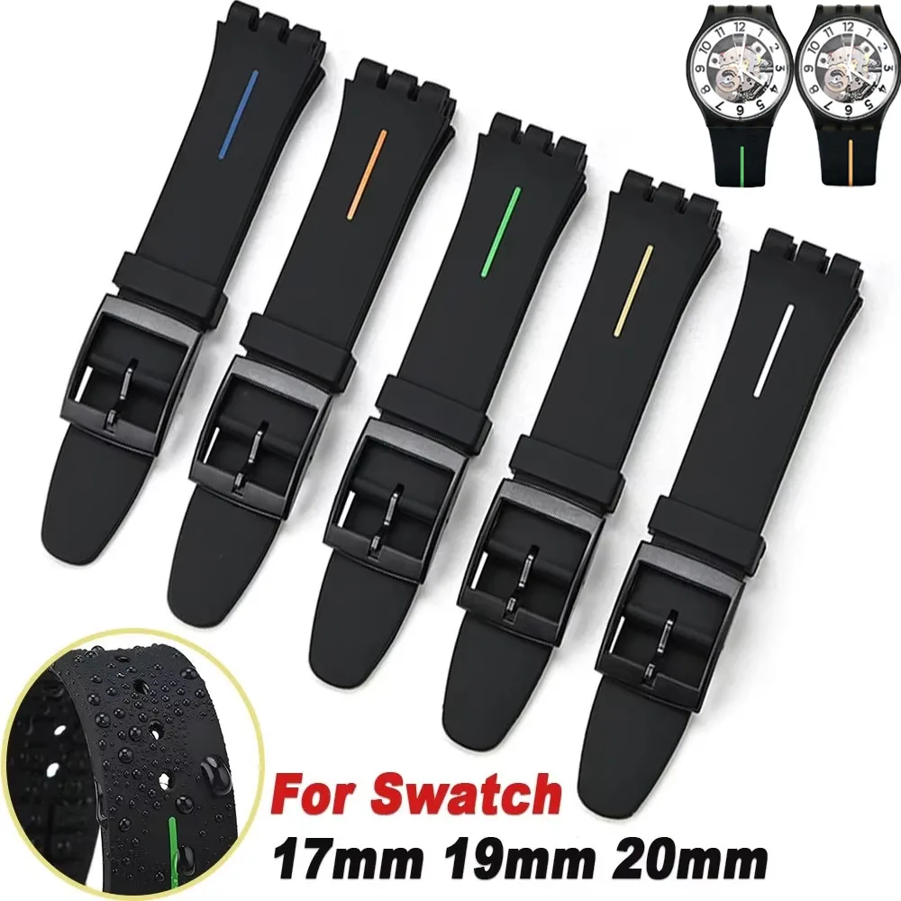 Silikonband für Swatch-Armband, Gummiband, Herren- und Damen-Sportarmband, Armband, Uhrenzubehör, Schnalle, 16 mm, 17 mm, 19 mm, 20 mm