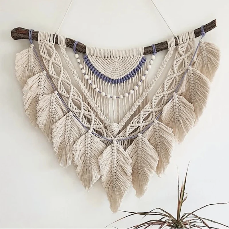 

Boho Round Leaf Macrame Home Décor Decorative Hanging Wall Art Wall Decor for Home Wall Living Room