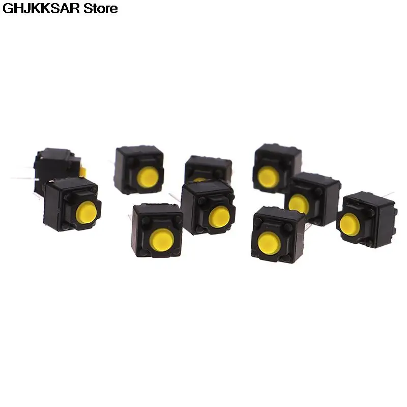 10pcs Mute Button Silent Switch Wireless Mouse Wired Mouse Button Micro Switch Yellow Push Button Switch 6*6*7.3mm