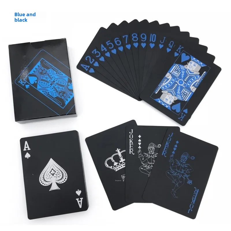 54Pcs/Set Poker Card Black Plastic Playing Cards Wear-Resistant Durable PVC Waterproof Play Board Game Cards Home Party Pokers