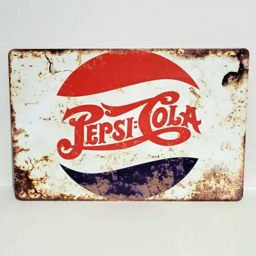 Pepsi-Cola Rustikale Vintage Metallschilder für Männerhöhle und Garage - Aluminium
