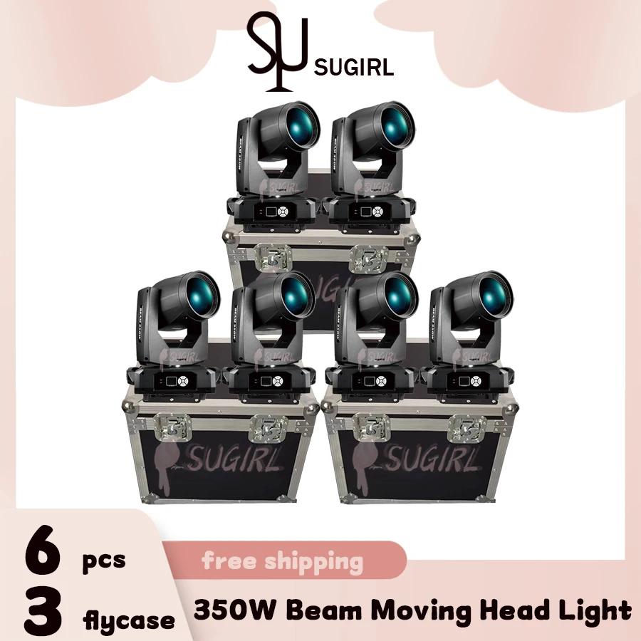 0 Tax 6Pcs Bulb 350W 17R Moving Head Beam Lighting With Road Case Double Prism Frost Rainbow Effect Spot For Club DJ Wedding