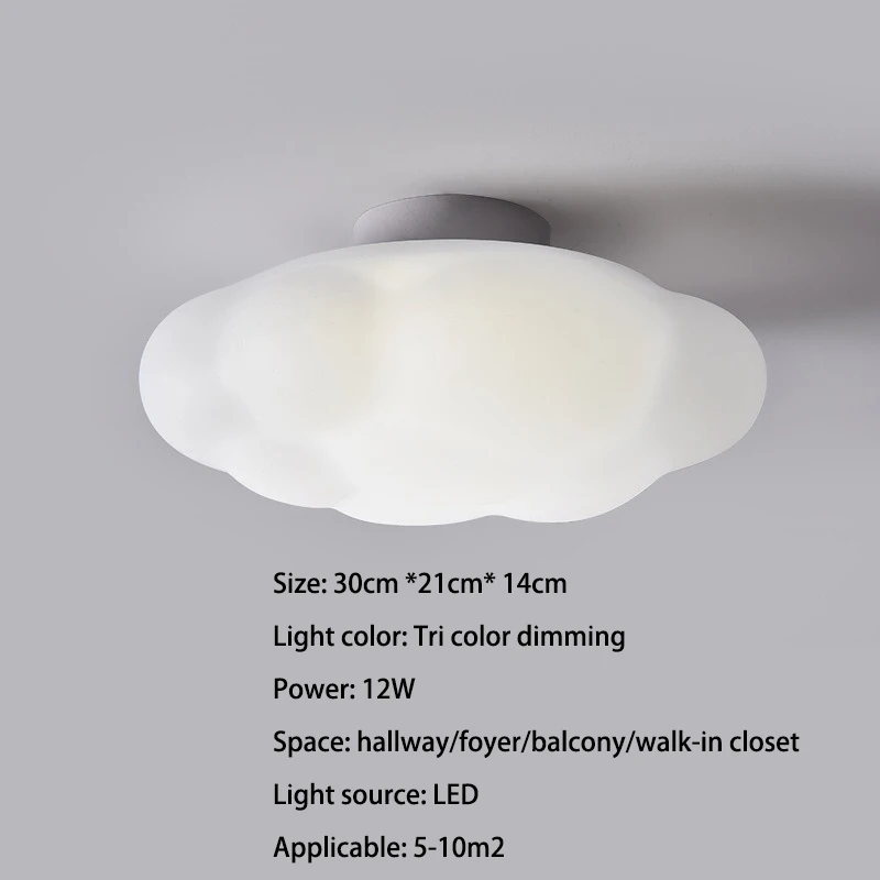 Luz de techo Led Tri Color crema de atenuación 3D luz de nube decoración de pasillo iluminación de entrada lámpara de balcón lámpara de pasillo 12W AC110-240V