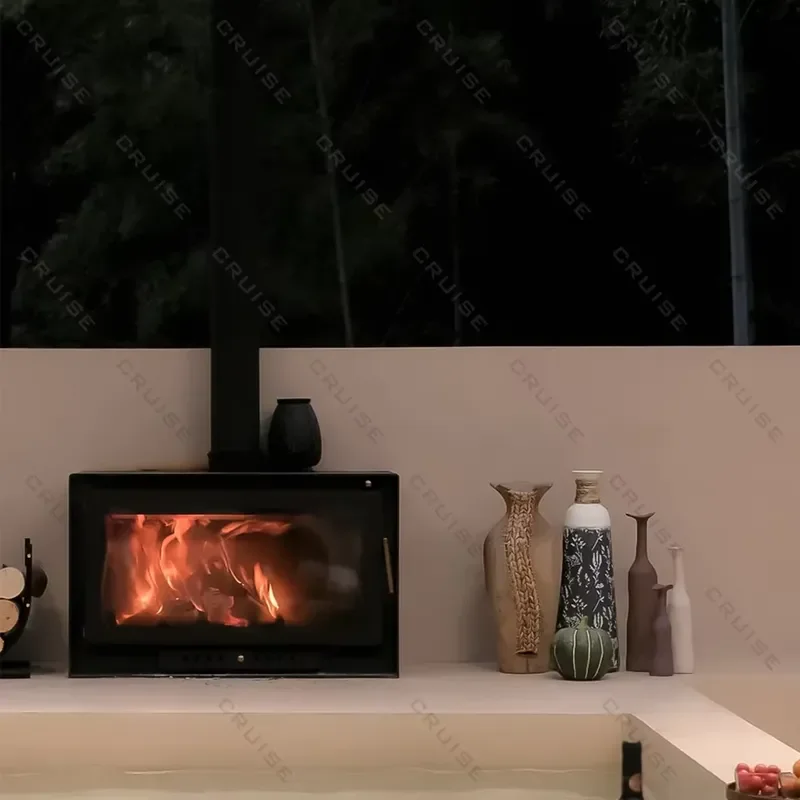 820mm Freestanding Electric Fireplace Indoor Heater Artificial Wood Burning Fire Pit Cozy Backyard Chimnea Home Decor Gift