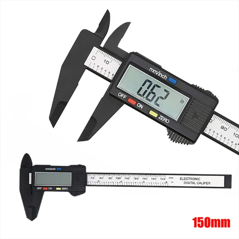 Vernier Caliper 0-150mm 6 inch Measuring Tool Plastic/Stainless Steel LCD Digital Electronic Carbon Fiber Ruler