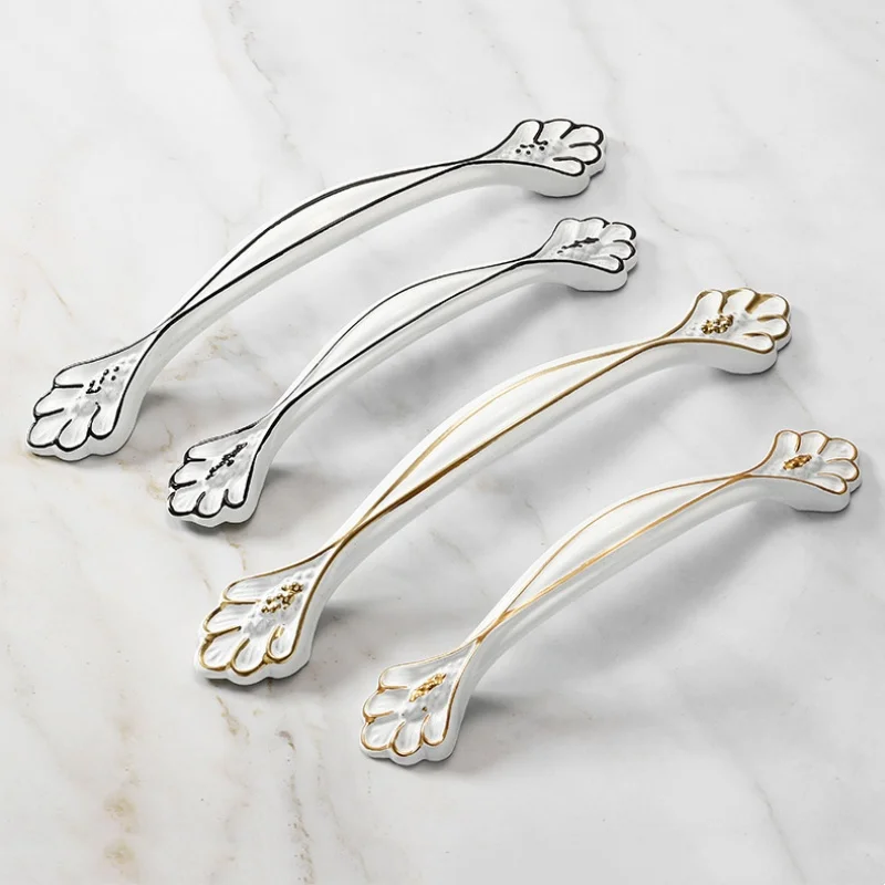 European Style Aluminum Alloy Furniture Handles Multi-Color Curved Kitchen Cabinet Drawer Handles Sideboard Pulls