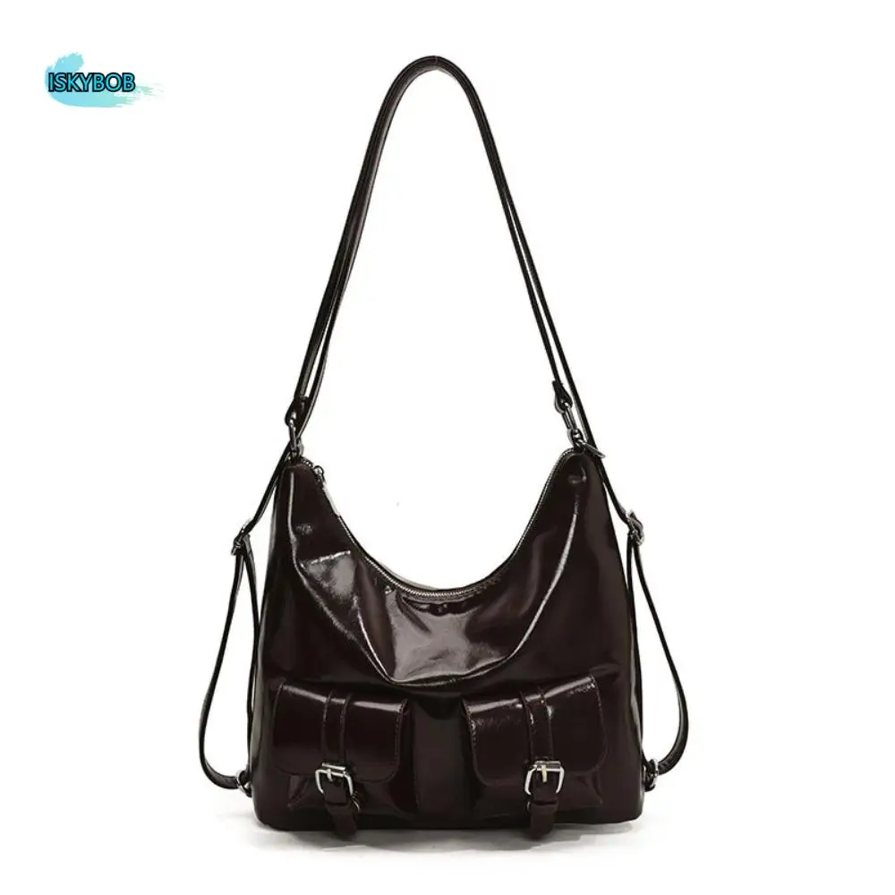 

Solid Color Multiple Pockets Backpacks Large Capacity Y2K Style PU Leather Crosbody Bag Shoulder Bag Tote Bag Women's Backpack