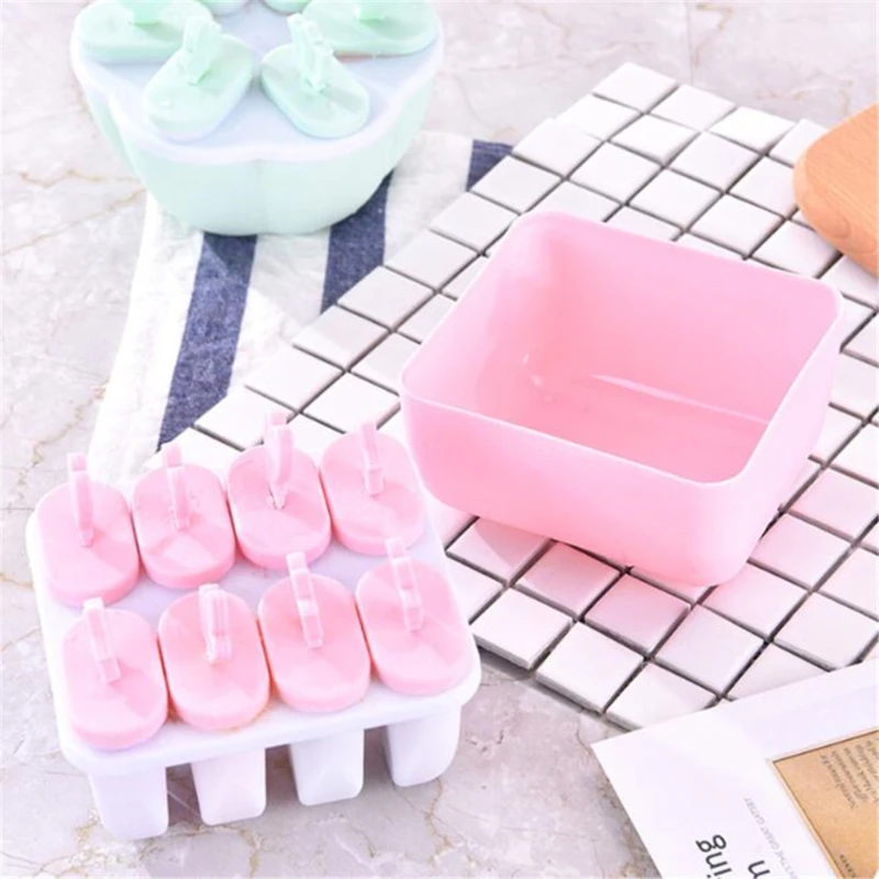 6/8 cell Ice Cream Popsicle Mold with Handle Ice Cream Mold Summer Children's Ice Cream Maker Ice Cube Tray Mold