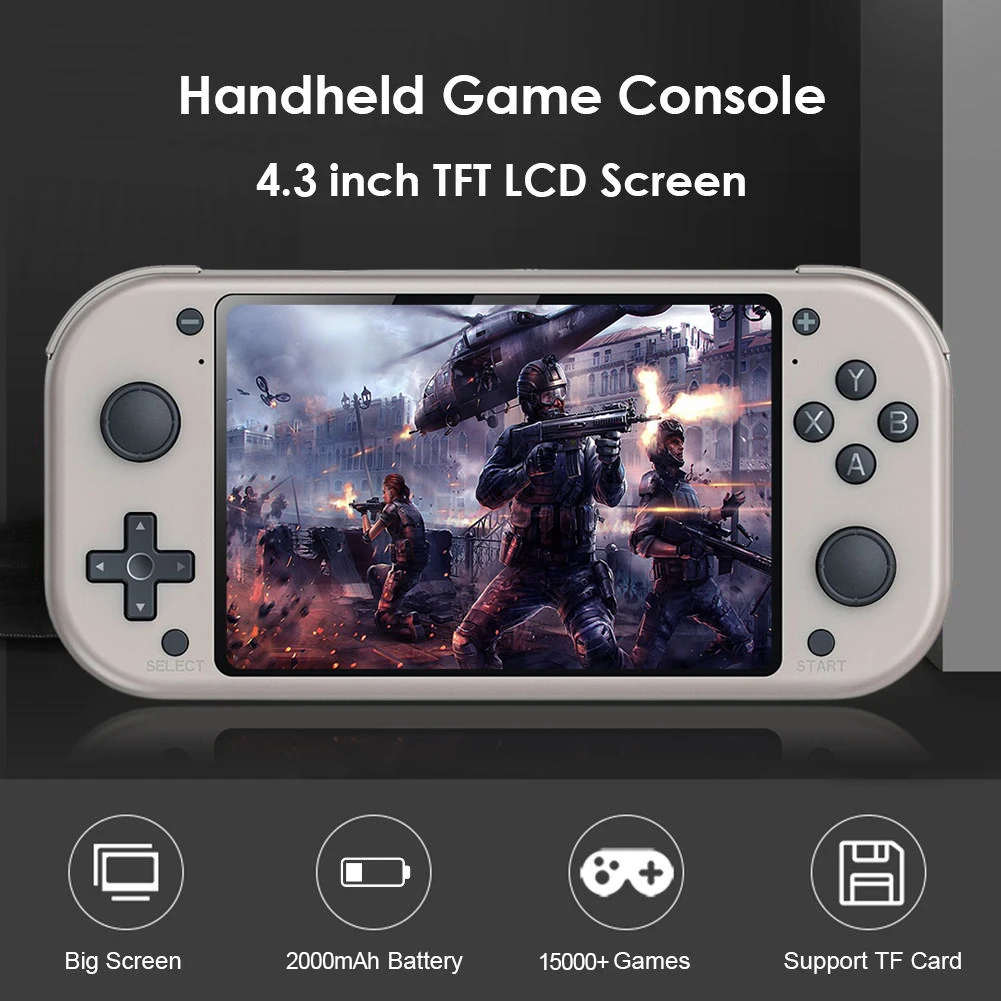 M17 Retro Handheld Game Console 20000+Games Open Source Linux System 4.3 Inch IPS Screen Portable Pocket Video Player for PSP