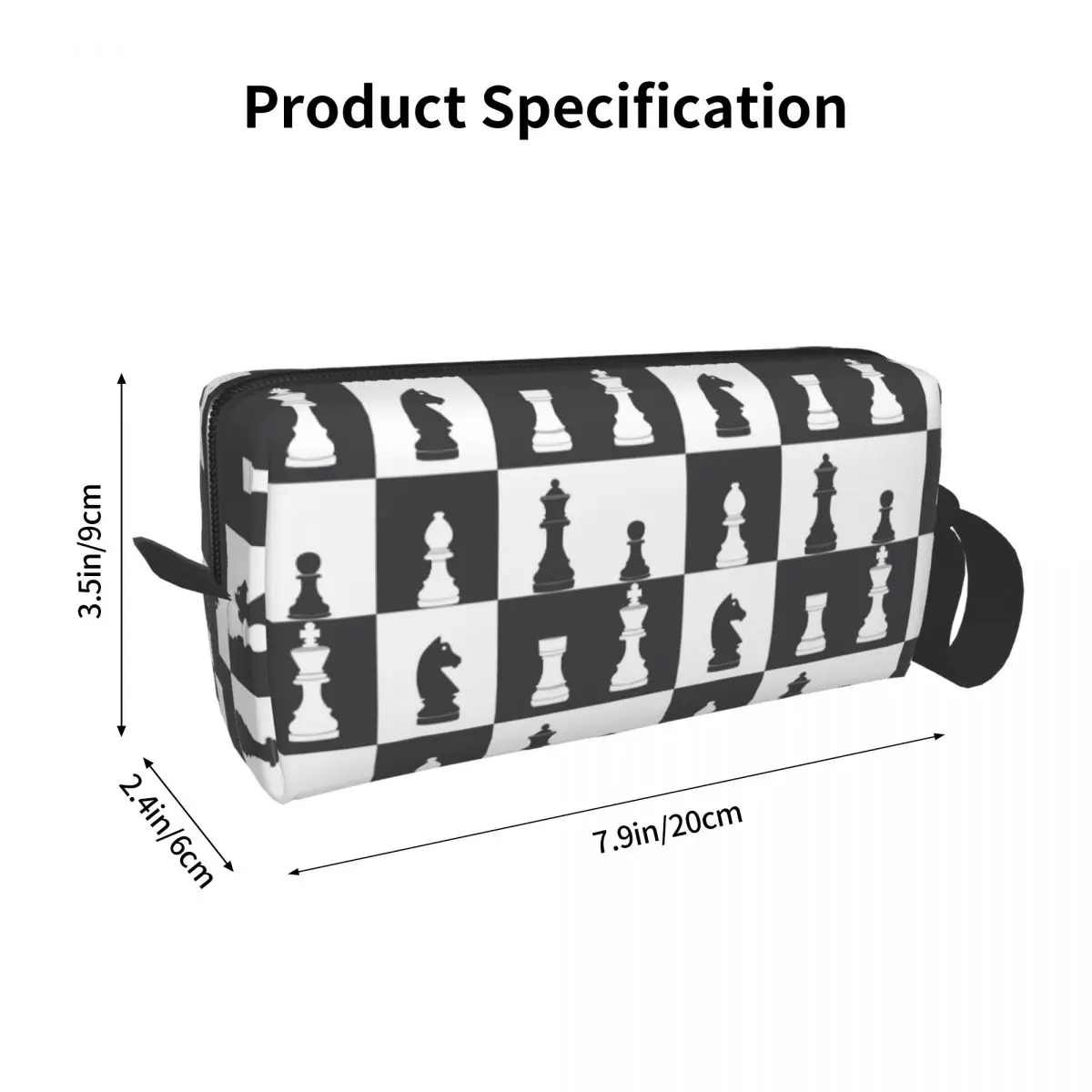 Chess Pieces On Board Pencil Case for Kids Pen Box Pencil Bag Stationery Supplies Women Organizer Pouch