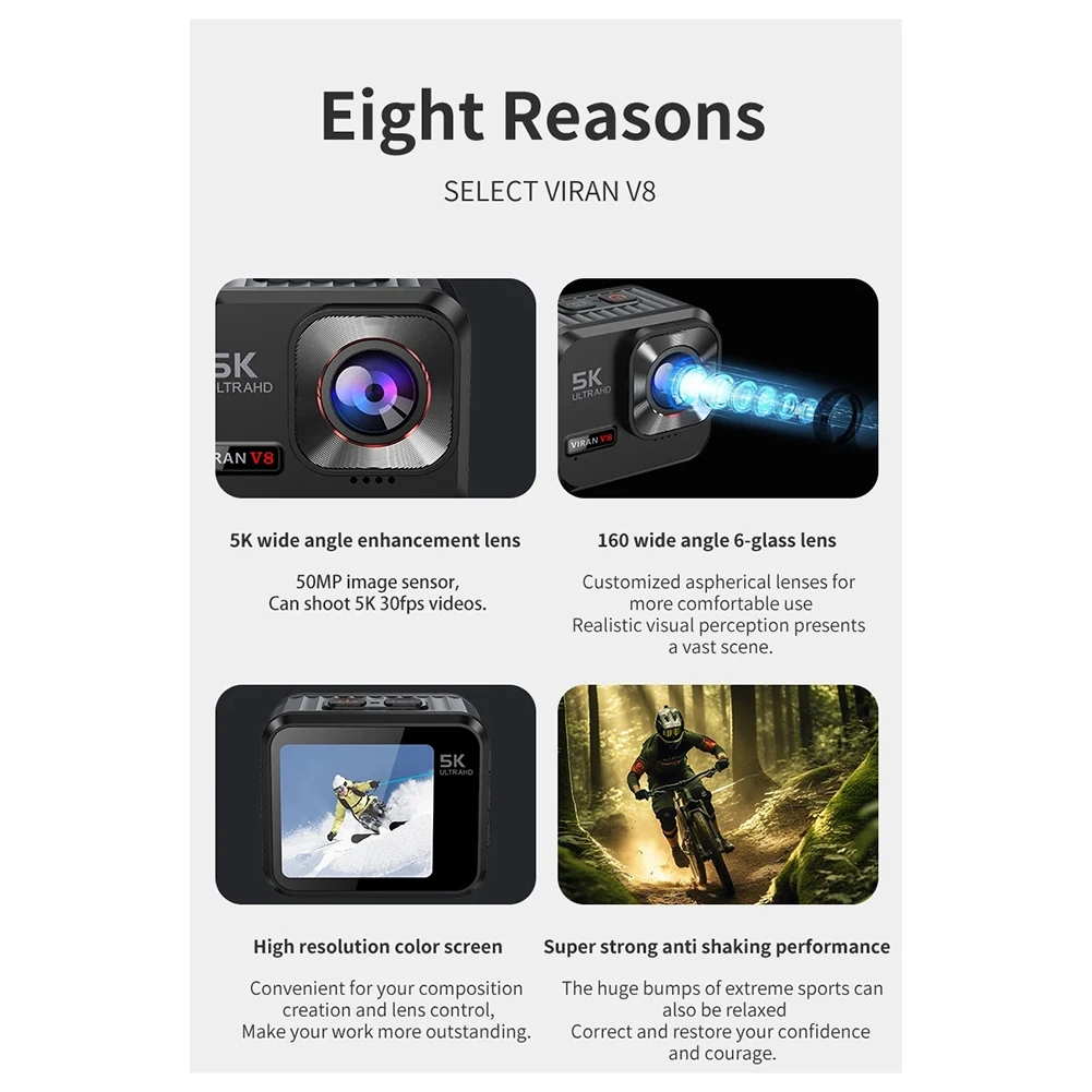 A64I  Action Camera 5K30FPS with Remote Control Screen Waterproof Camera Drive Recorder Sports Camera Helmet Action Cam