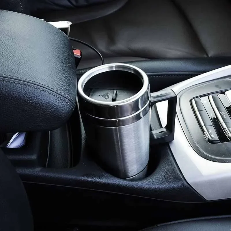 Electric Heating Car Kettle DC 12V 450ml Vehicle Heating Cup Stainless Steel Camping Travel Kettle Water Coffee Milk Thermal Mug view 6
