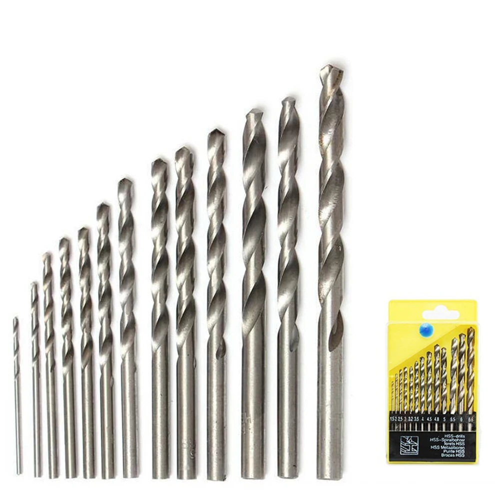 

13 шт. 1,5-6,5 мм набор сверл с круглым хвостовиком, резак для отверстий, высокоскоростная сталь для сверления по дереву, металлу, настольная дрель, деревообрабатывающий инструмент