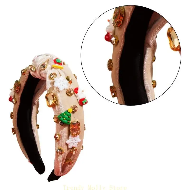 N5KB węzeł szerokie giełdowy pałąk dla kobiety delikatne bożonarodzeniowe opaski przeciwpoślizgowe opaski na głowę słodkie jogi