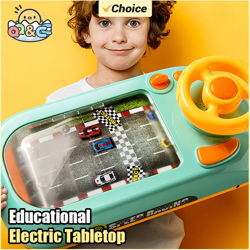 Educational Electric Tabletop Racing Game Console, Adventure Challenge, Simulated Driving Steering Wheel, Children's Toy