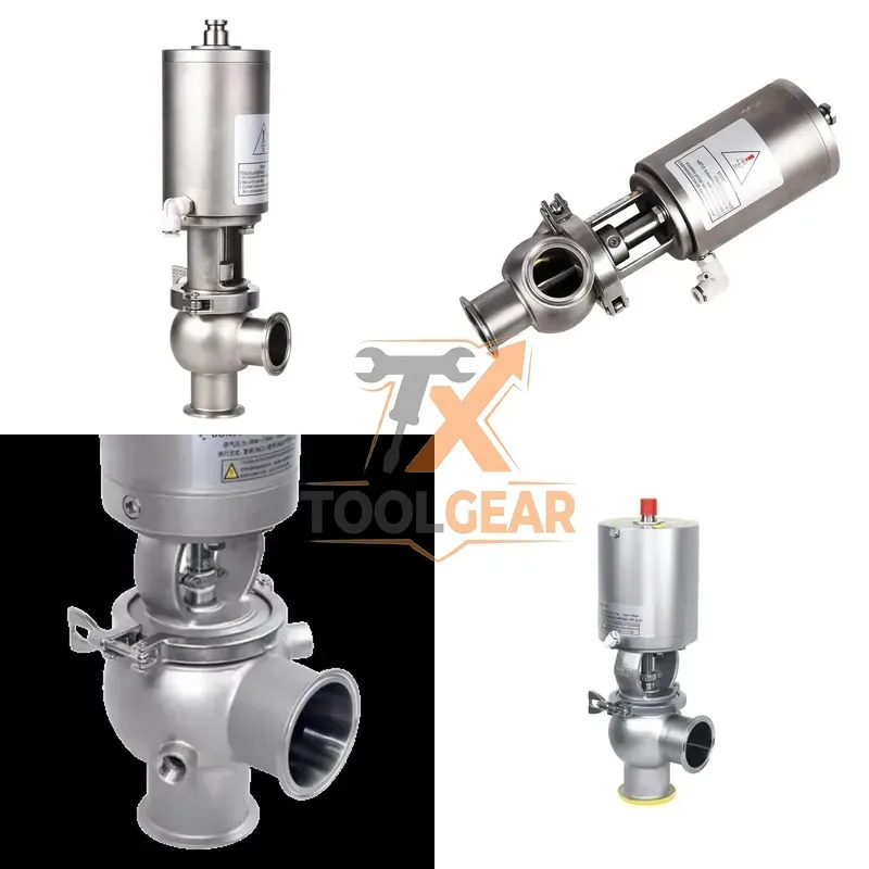 2026China*Factory* DKV Tri-Clamp Hygienic Shut-off Divert Valve Pneumatic Reversing Valve Stainless Steel Pneumatic Sanitary