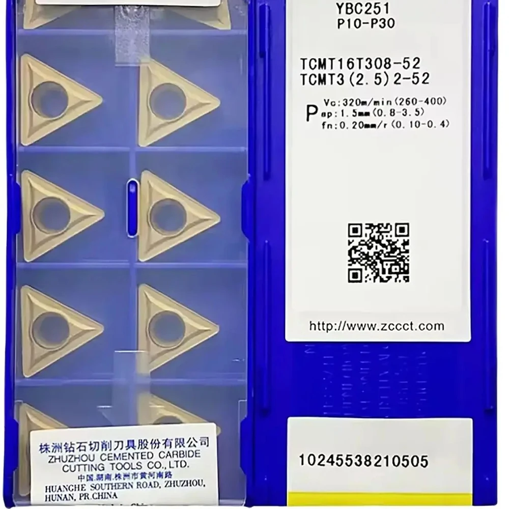 

ZCC TCMT16T308-52 Carbide Inserts CNC Turning Tool Lathe Cutter Tools YBC251 YBD151 YBC151 YBM251 10PCS/BOX TCMT 16T308 52