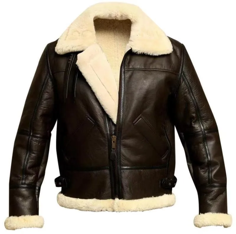 Men Oversized Plus Size Leather Jacket Warm Winter Comfort High Quality Leather Jacket Winter Fur Collar Luxury Fleece Clothes