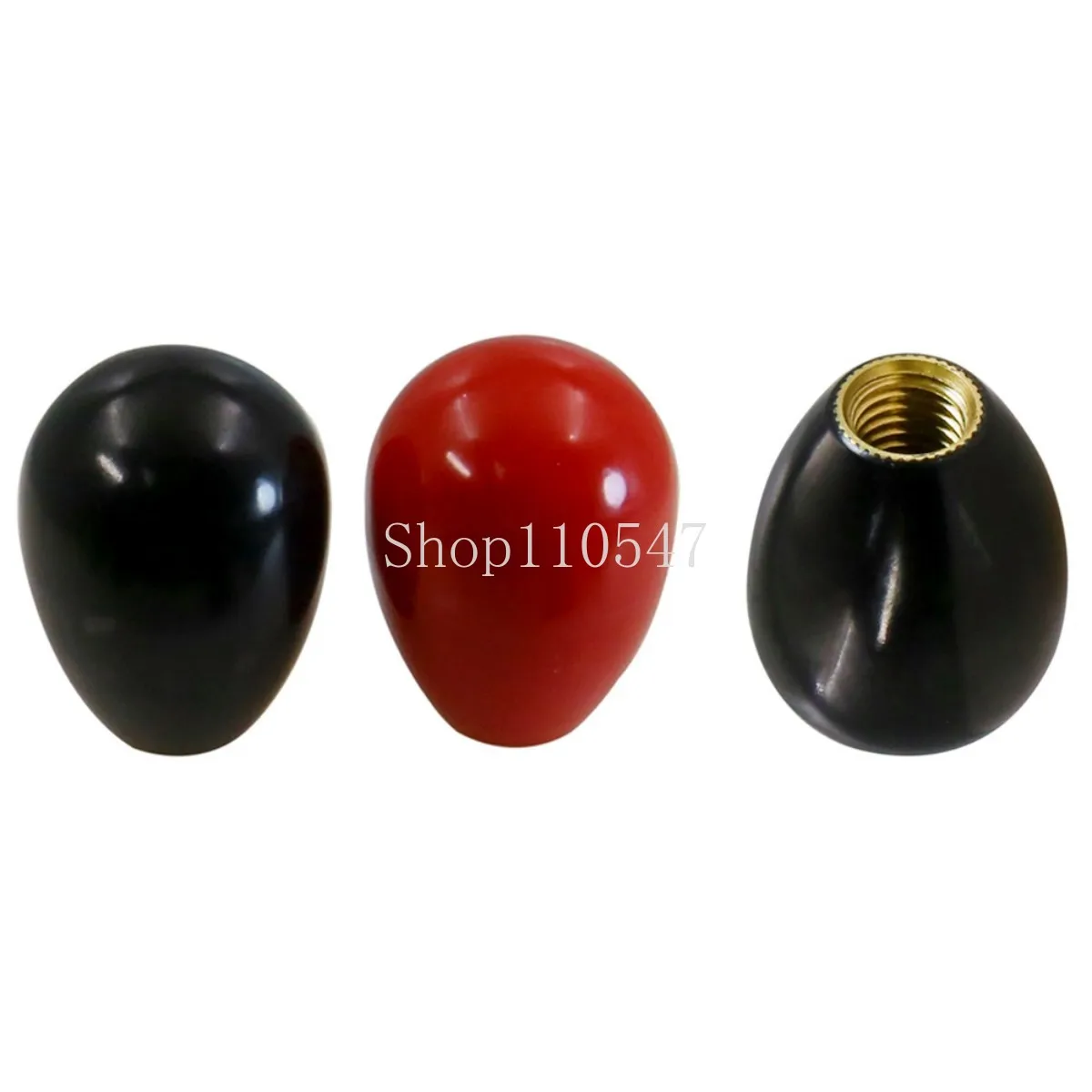 1Pcs M8 M10 Oval Egg Shape Handle Sleeve Female Thread Brass Core Bakelite Phenolic Handle for Machine Tools BlackRed OD 28mm