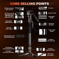 COMAN M1 M1 Pro V5 Carbon Fiber Travel Monopod Quick Release Plate DSLR Camera Stand Lightweight One Click Lifting Tripod Holder