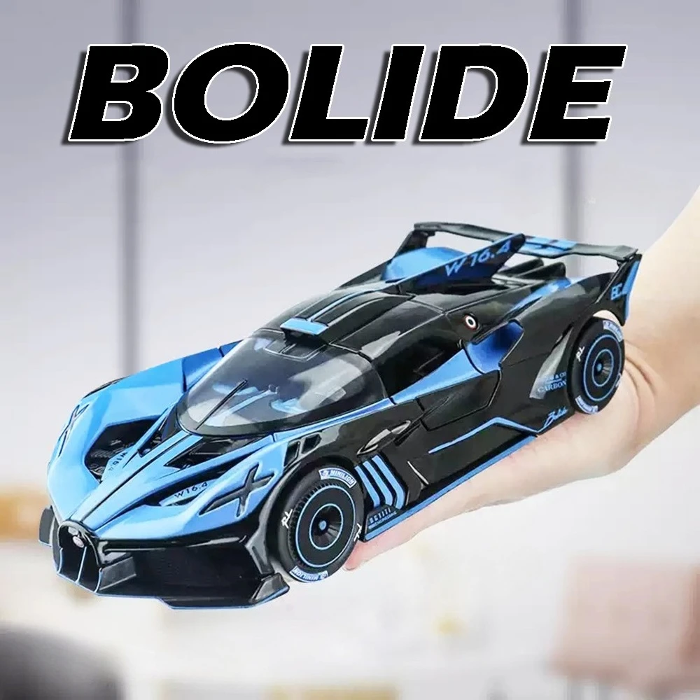 1:24 Model BOLIDE ATLANTIC Sports Car Toys Alloy Diecast Supercars Sound Light Doors Opened Pull Back Shock Vehicle for Toy Gift
