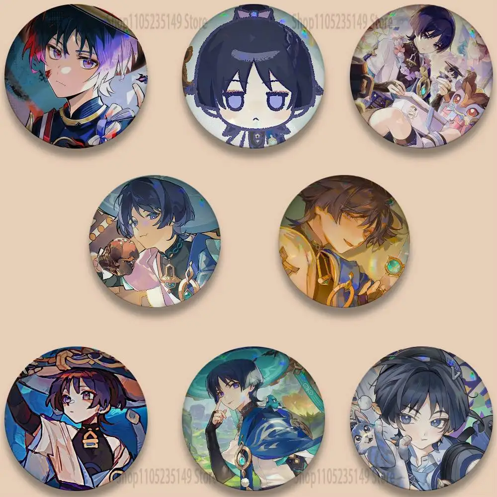 

Genshin Impact Wanderer 32 58mm Anime Handmade Round Brooch Exquisit Enamel Lapel Pins for Gift Clothes Hat Backpack Accessorie