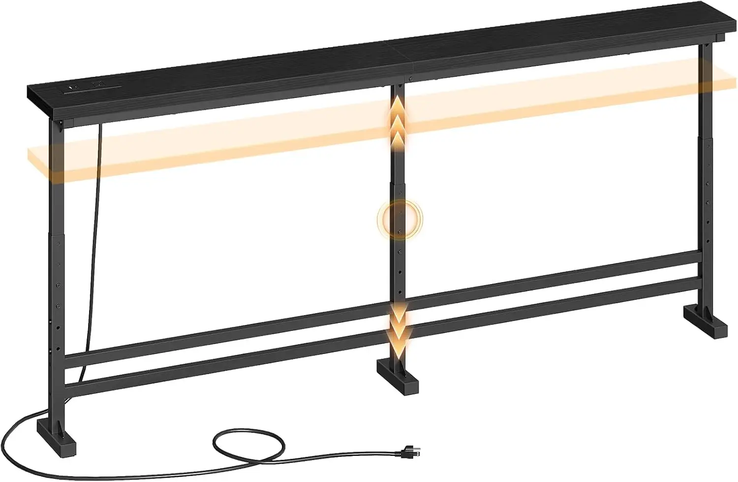 

70.9" Adjustable Height Console Table with Power Outlet, Narrow Sofa Table for Living Room, Hallway, Entryway in Black