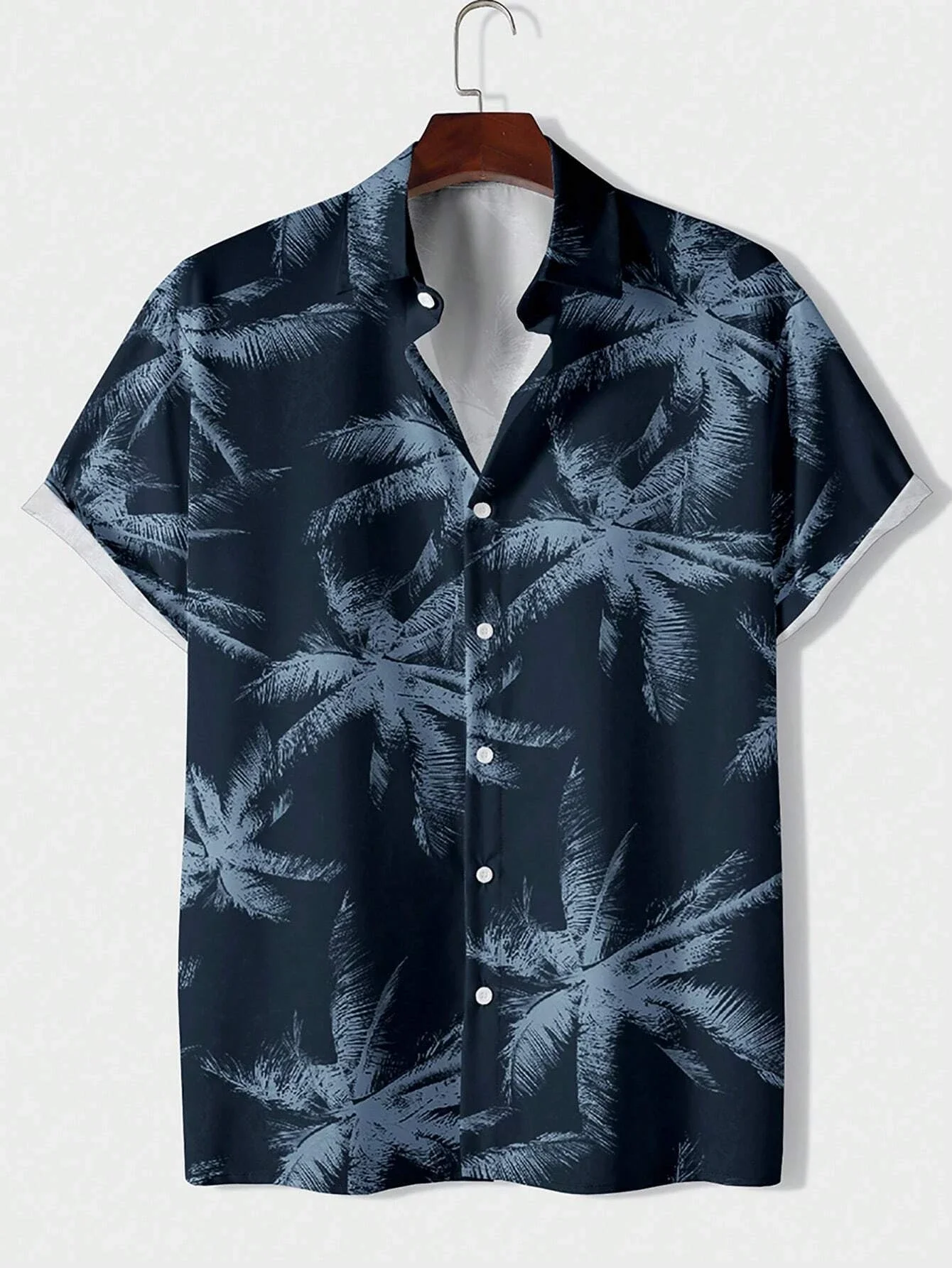 Men's Tropical Plant 3D Print Hawaiian Beach Flower Shirt Casual Slim Fashion Shirt Simple Retro Lapel Short Sleeve Shirt Top