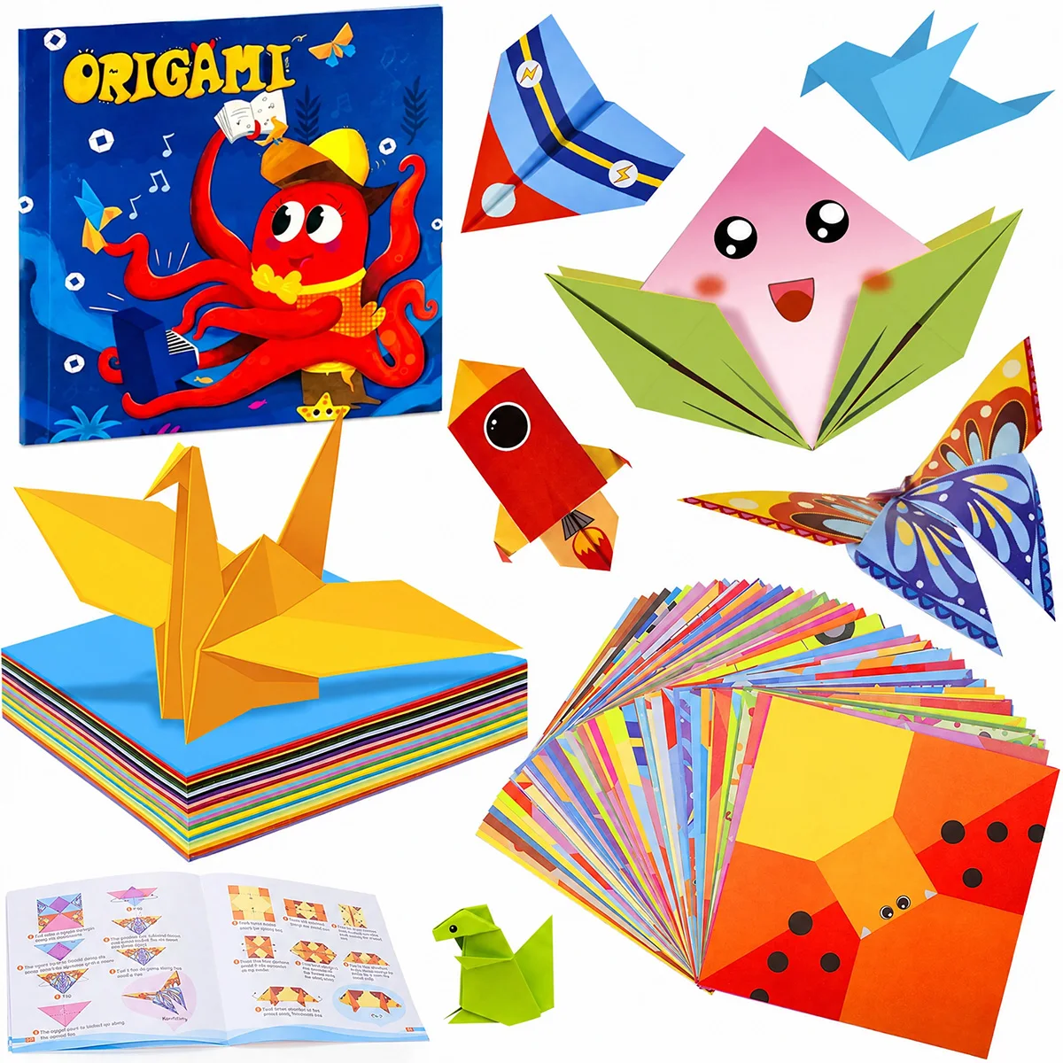 108/100 Sheets Origami Paper Kit 54 Patterns Double Sided Folding Paper Origami Book Beginner DIY Art Craft Gift Party Favors