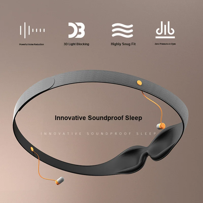 3D Sleep Eye Mask Protective Integrated Earmuffs Zero Pressure Noise Reduction Sound Insulation Earplugs for Sleeping
