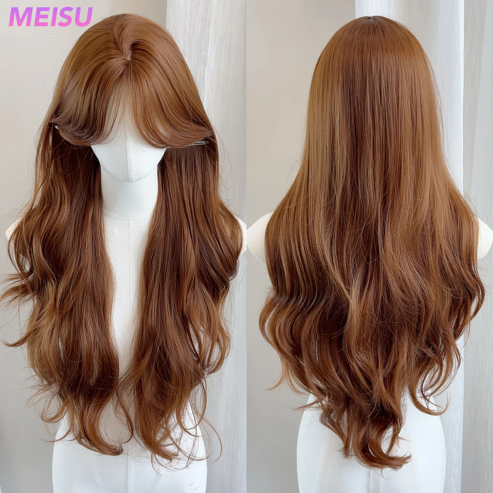 MEISU 30 بوصة شعر مستعار طويل مجعد صورة اللون الألياف الاصطناعية الطبقات الشعر مقاومة للحرارة الطبيعية السلس تمديد الشعر Selfie الطرف