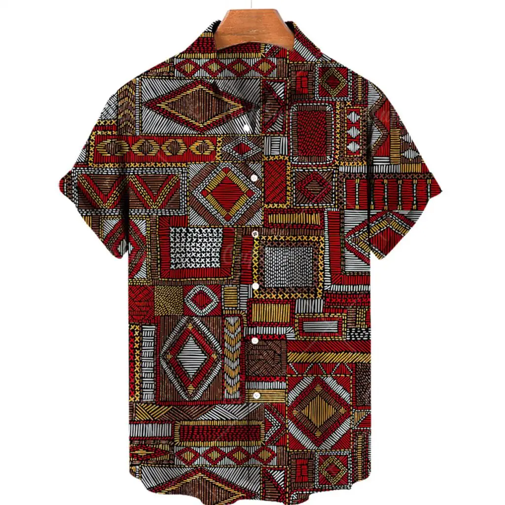 Hawaiian Shirt Summer African Men\'s Shirts Men Women Fashion Oversized Blouse Men\'s Vocation Lapel Shirt Beach Camisas Unisex