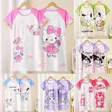Anime sanrio cinnamoroll pijamas infantis kawaii camisola bonito camisola de manga curta sleepwear vestido menina presente pijamas