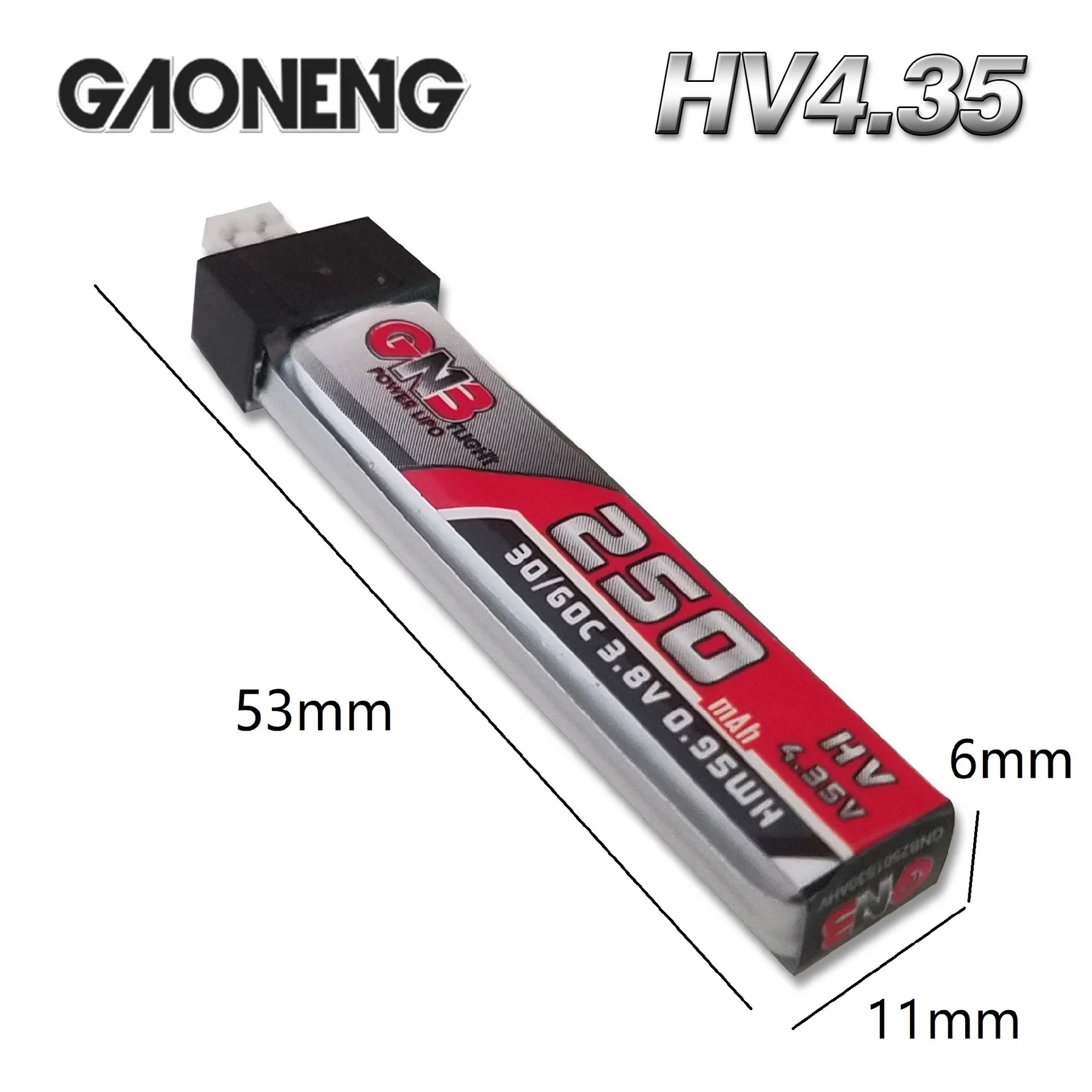 GNB 3.8V HV Lipo Battery 250mAh 1S 4.35V 30C/60C With Charger for QX65 Blade Nano QX CPX MSR Inductrix FPV Tiny7 Beta65S Drone