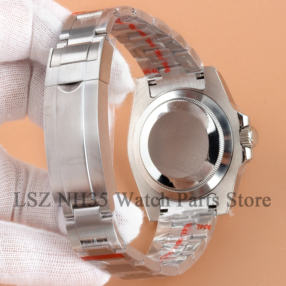 40mm 腕時計ケース シルバー 316L スチール ブラッシュド オイスターストラップ サファイアガラス ヨットマスター SUB GMT NH34 NH35 NH36 NH38 ムーブメント対応