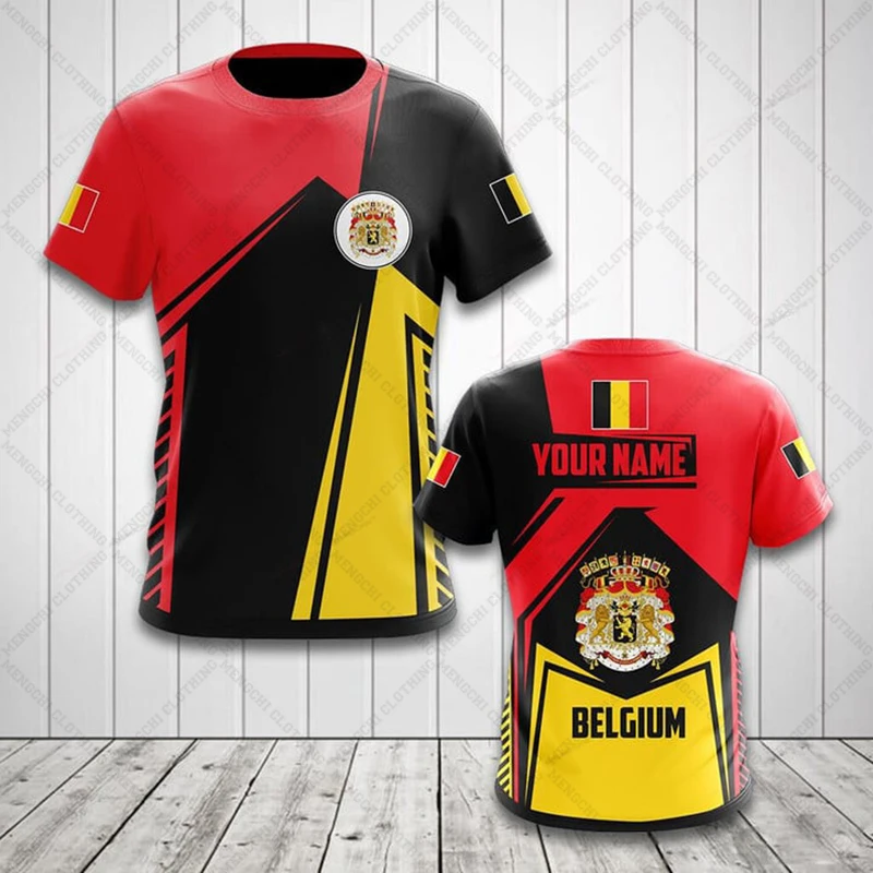 Customized Summer Casual Belgium Shield Camouflage Graphic T-shirts Unisex Fashion Jersey Short Sleeve Tops Fast Dry Streetwear