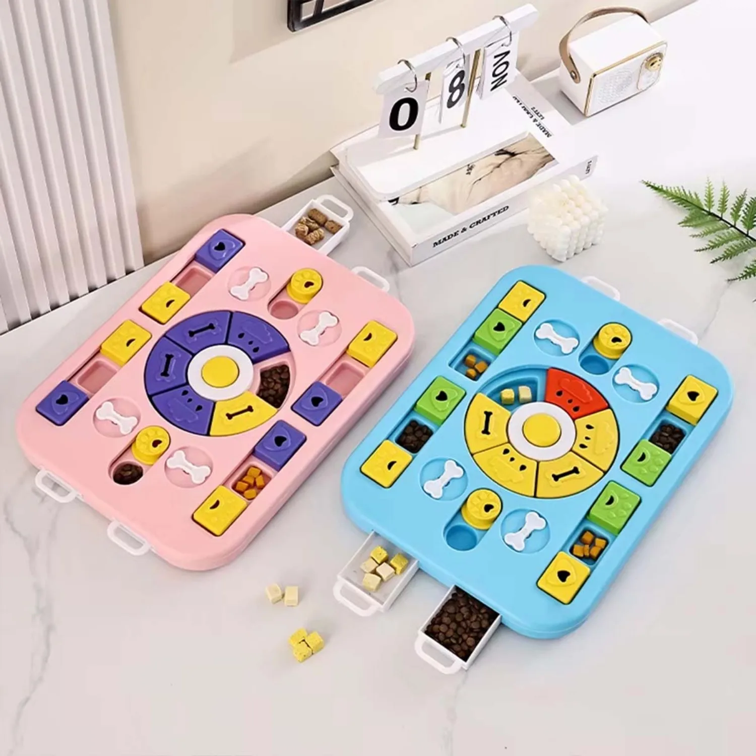 Non Slip Square Slow Food Bowl Soothing Interactive Pet Puzzle Training Toys for Cats and Dogs To Relieve Boredom