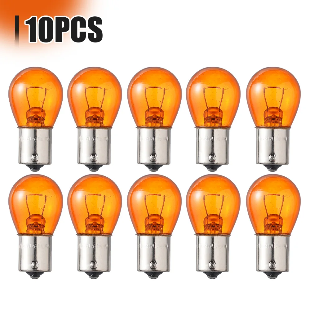 

10pcs Amber Indicator Bayonet Base Lamp Turn Signal 21W DC12V PY 1156 BA15S Car Light Interior Bulb Dashboard Warning Indicator