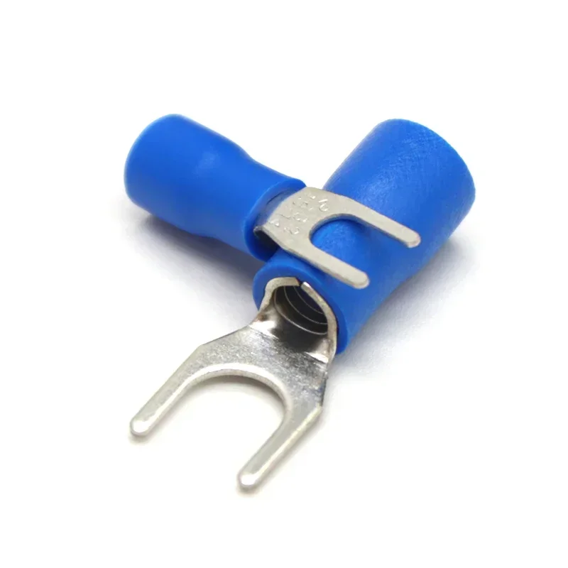 100Pcs SV Type Wire Spring Terminal SV1.25 SV2 Fork U Y  PVC Insulate Ferrules Block Spade Cold Press Cable End Crimp Connector