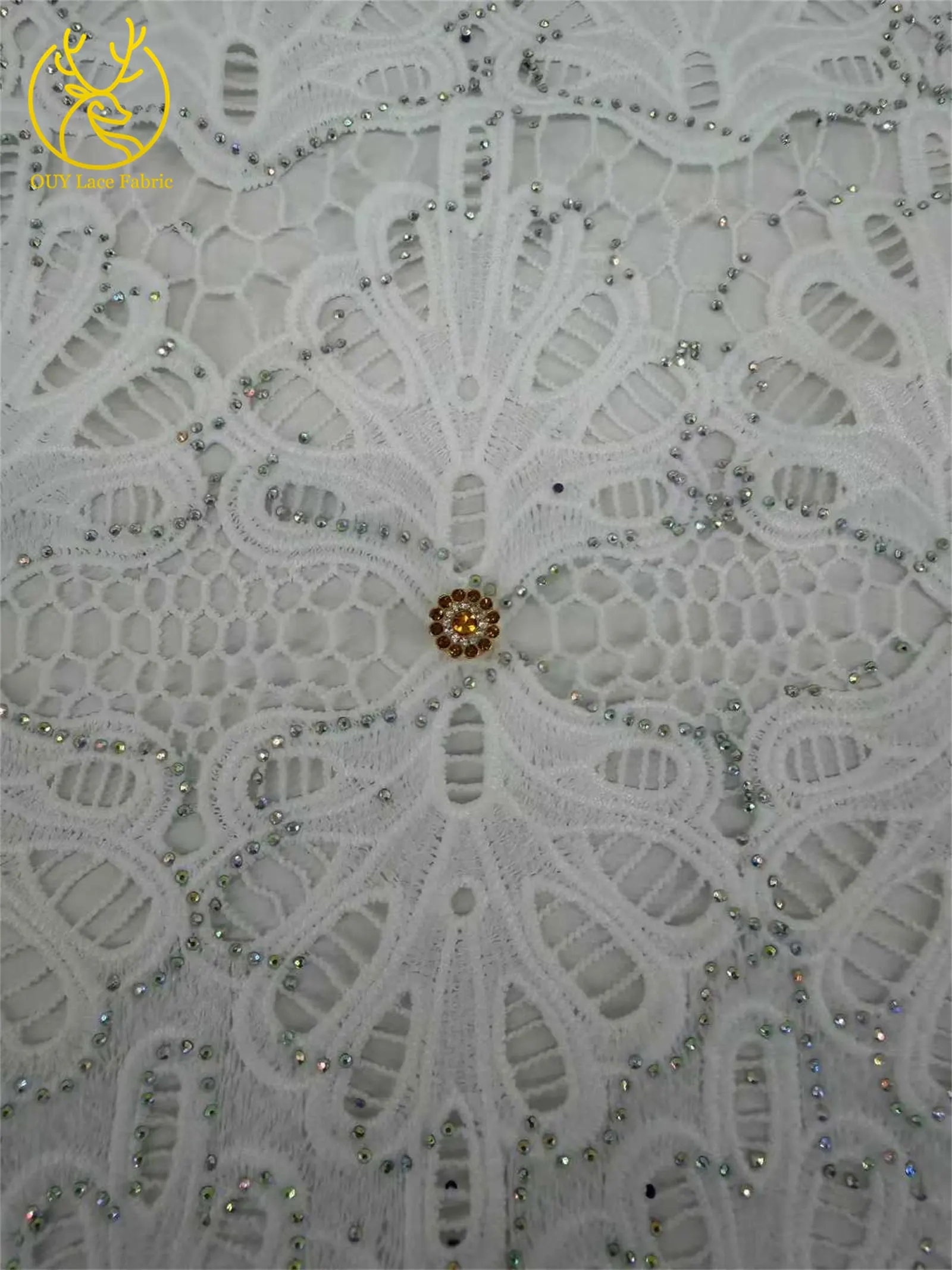 2026 Neuester afrikanischer wasserlöslicher Spitzenstoff, 5 Yards, nigerianischer Steinstoff, geeignet für Damen-Partykleider, Nähmaterial – Detail 10