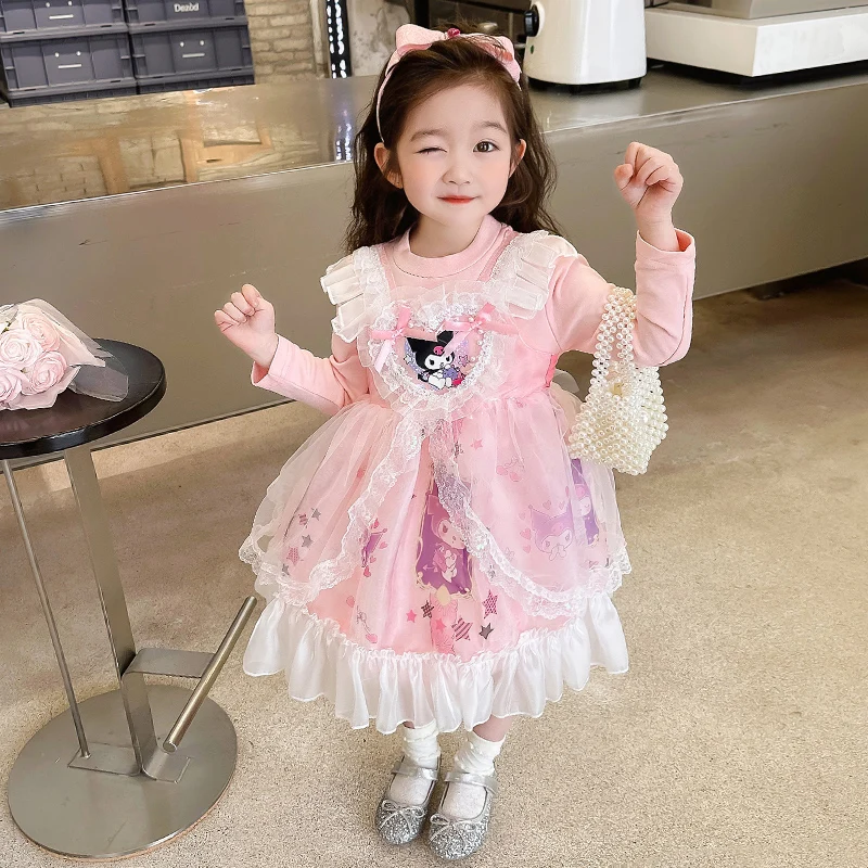 

2024 new summer girls' fashion digital printing Kuromi gauze skirt comfortable breathable princess dress sweet Lolita dress