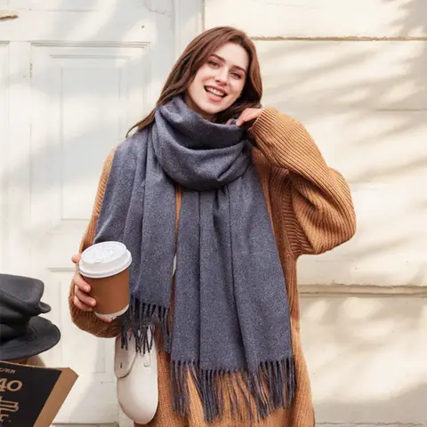 Dam vinterhalsdukar kashmirhalsduk dam svart dam vinterullhalsduk varm XWJ07 10 best sales kashmirullsjalar - №1